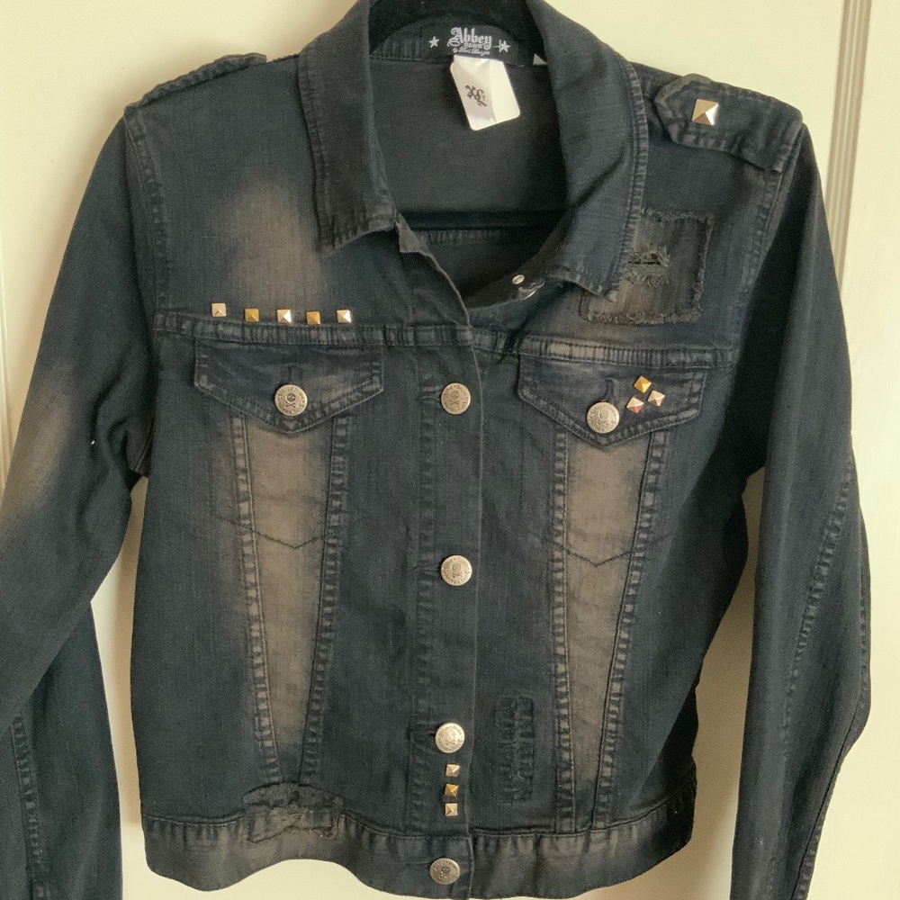 ABBEY DAWN Dark Denim Jacket, Sz L